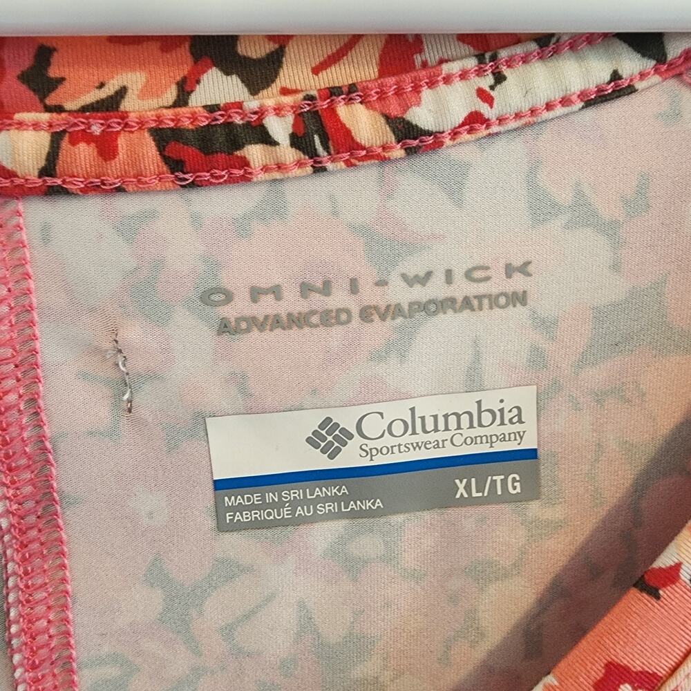 Columbia Women's XL Omni-Wick Floral T-Shirt Dress Pink Green Beige - Picture 2 of 4